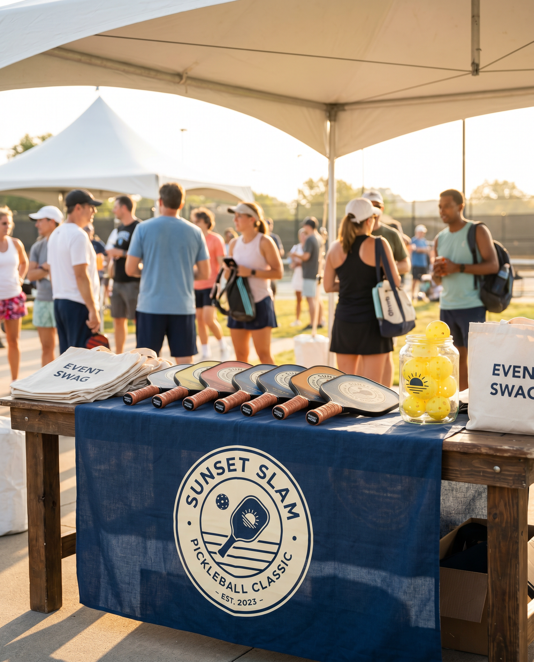 Branded gear at a pickleball event