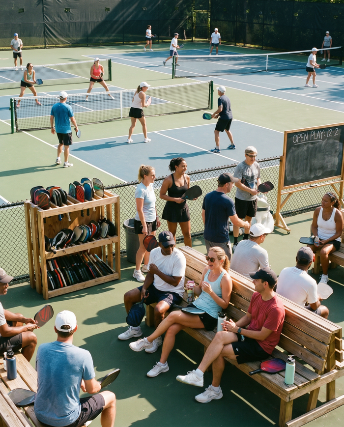 One tennis court becomes four pickleball courts